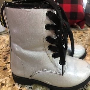 Silver combat boots